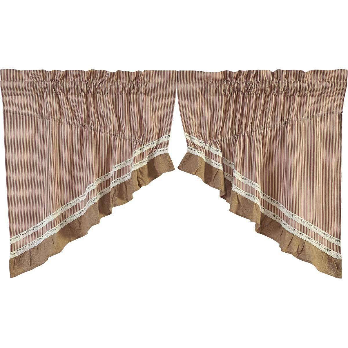 Kendra Stripe Prairie Swag Curtain Set VHC Brands red online