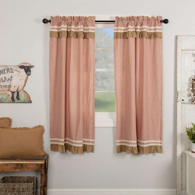 Kendra Stripe Red Short Panel Curtain Set of 2 63