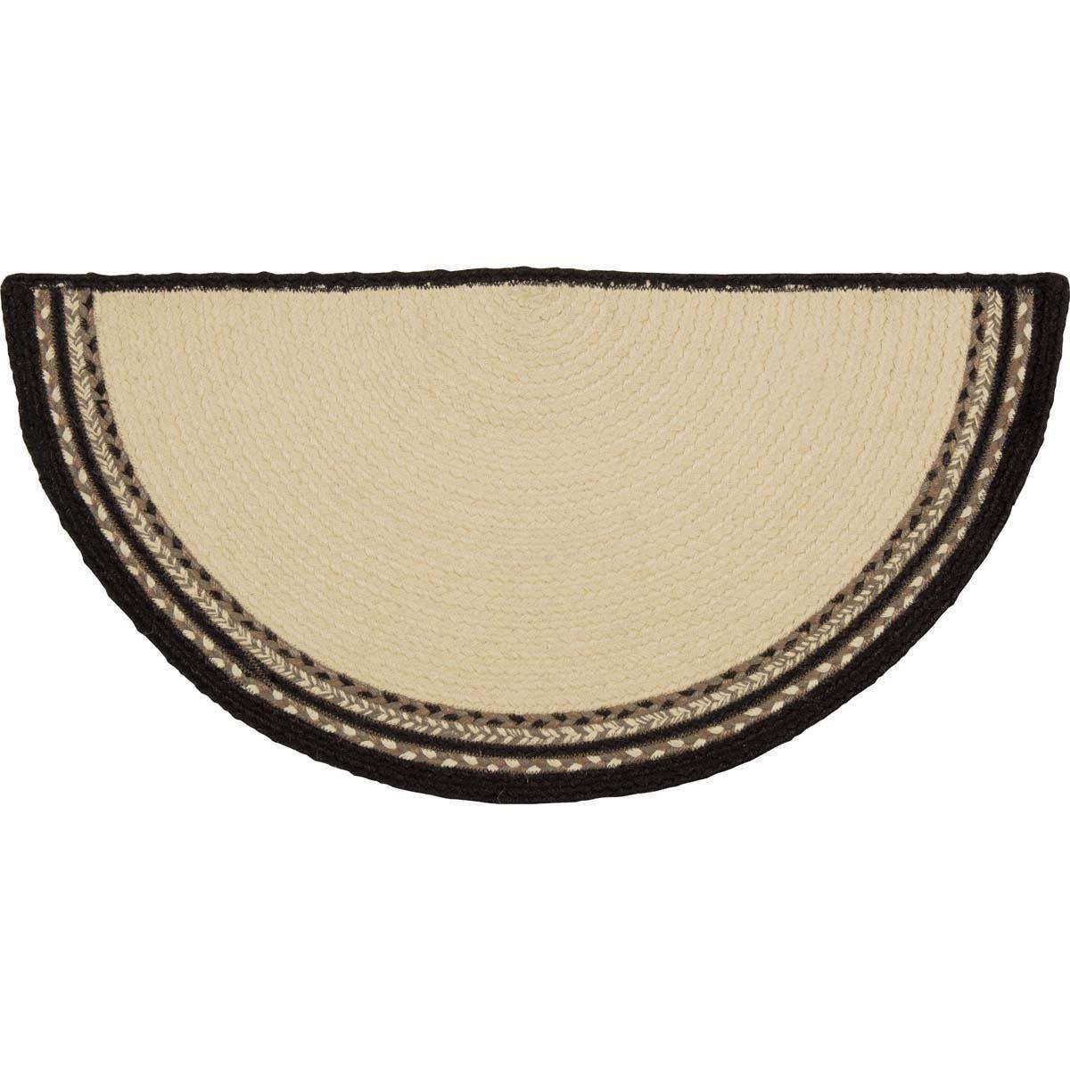 Sawyer Mill Charcoal Cow Jute Braided Rug Half Circle 16.5"x33" VHC Brands - The Fox Decor