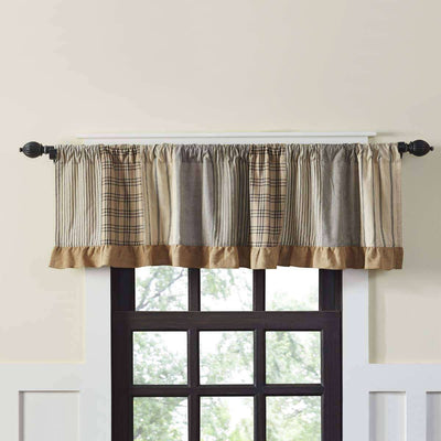 Sawyer Mill Patchwork Valance Curtains Blue, Charcoal, Red