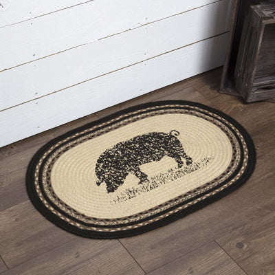 Sawyer Mill Charcoal Pig Jute Braided Rug Oval 20