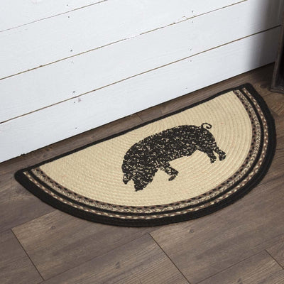 Sawyer Mill Charcoal Pig Jute Braided Rug Half Circle 16.5