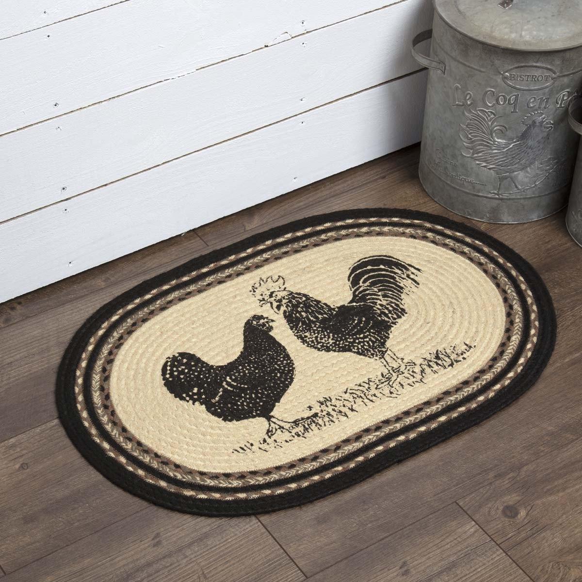 Sawyer Mill Charcoal Poultry Jute Braided Rug Oval 20"x30" VHC Brands - The Fox Decor