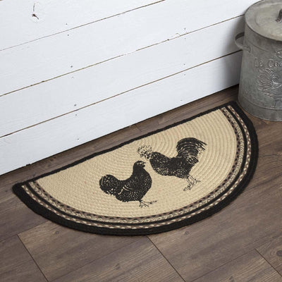Sawyer Mill Charcoal Poultry Jute Braided Rug Half Circle 16.5