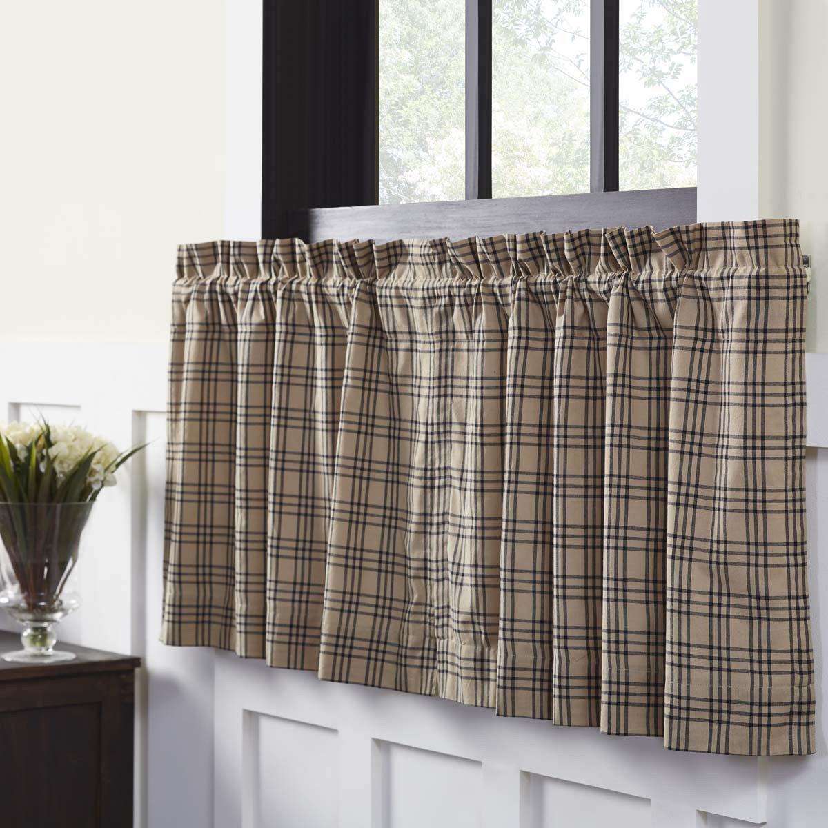 Sawyer Mill Charcoal Plaid Tier Curtain Set VHC Brands - The Fox Decor