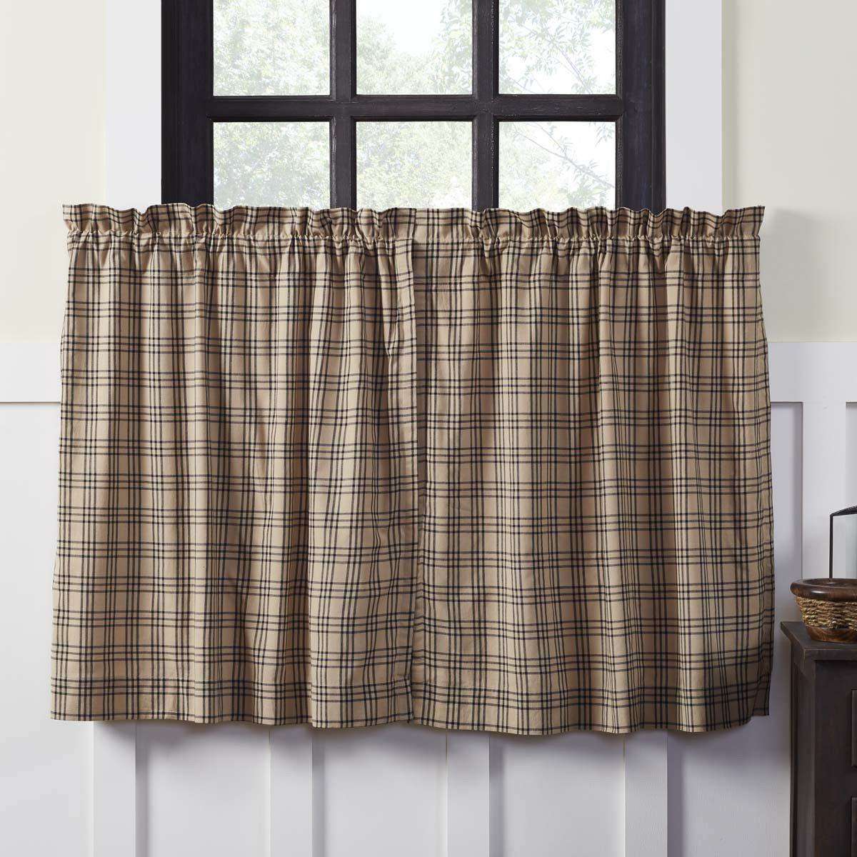 Sawyer Mill Charcoal Plaid Tier Curtain Set VHC Brands - The Fox Decor