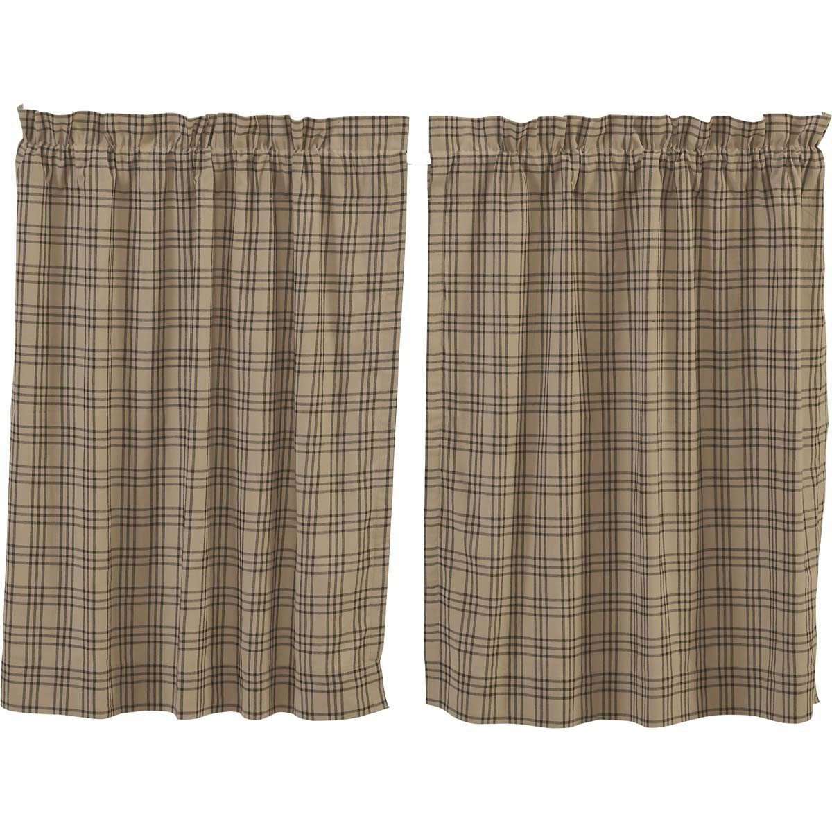 Sawyer Mill Charcoal Plaid Tier Curtain Set VHC Brands - The Fox Decor