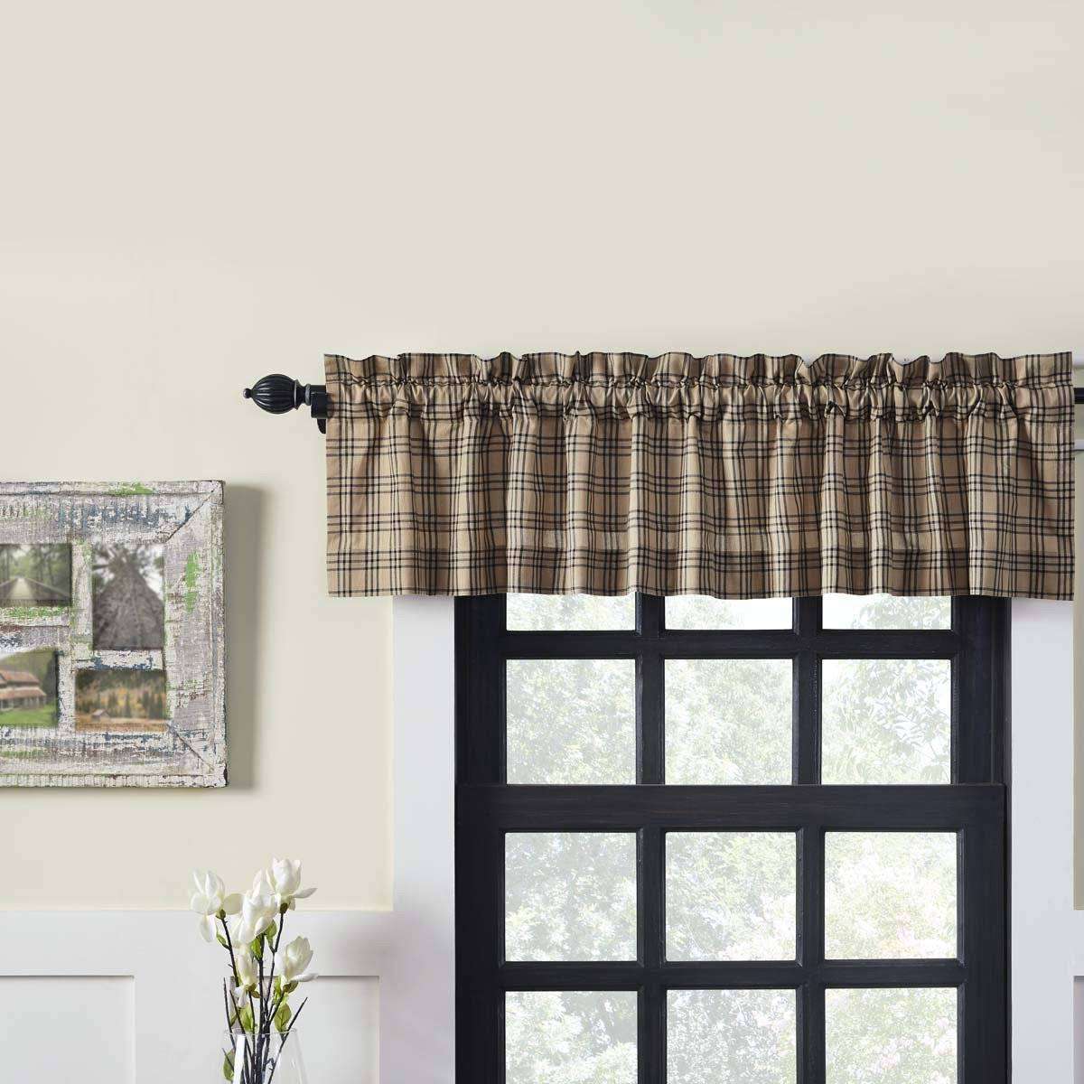 Sawyer Mill Charcoal Plaid Valance Curtain VHC Brands - The Fox Decor