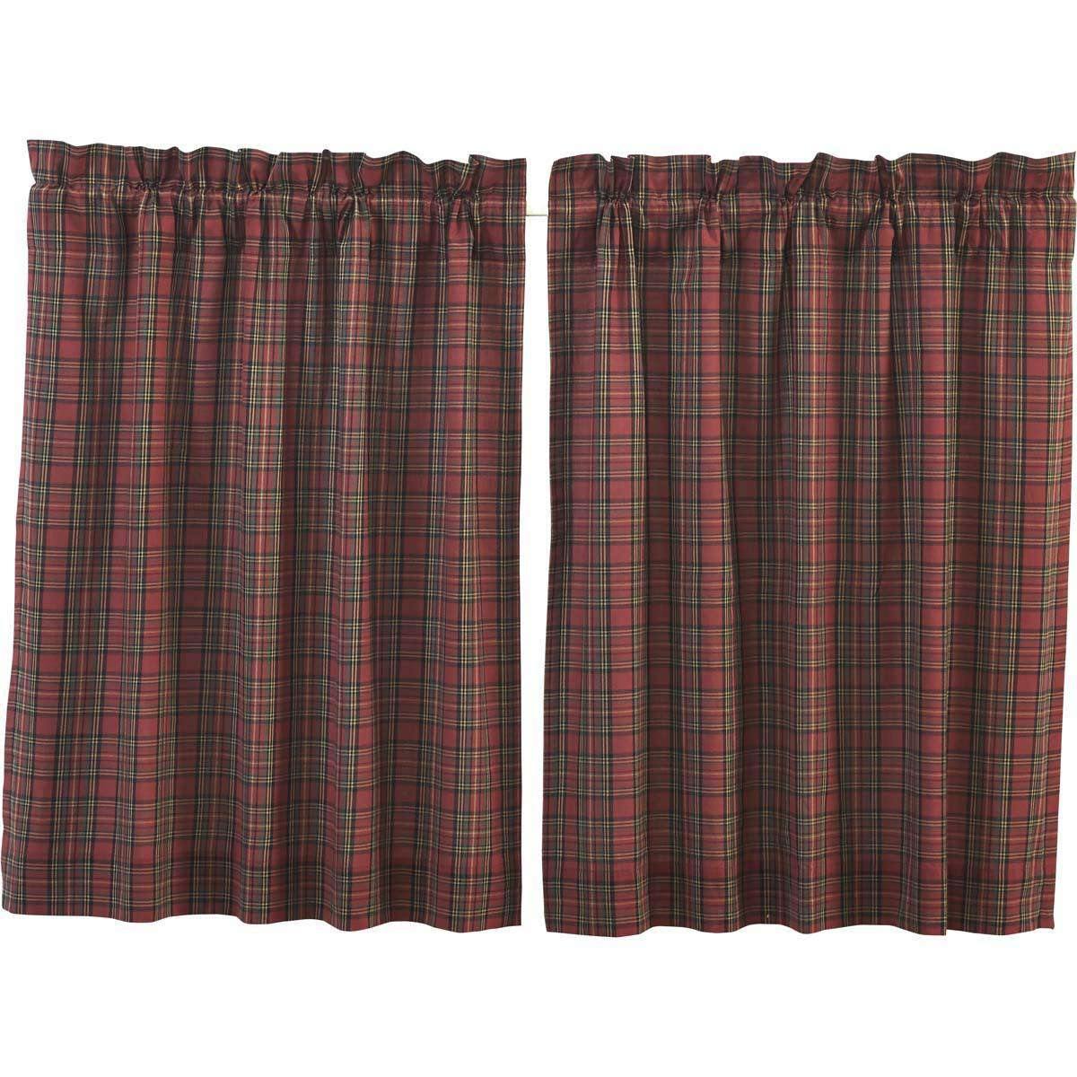Tartan Red Plaid Tier Curtain Set of 2 L36xW36 - The Fox Decor