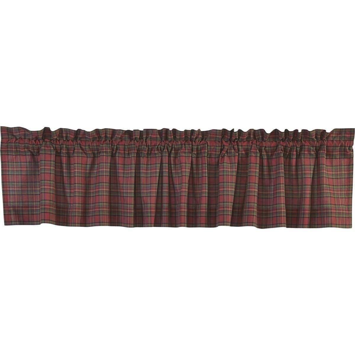 Tartan Red Plaid Valance Curtain 16x90 - The Fox Decor