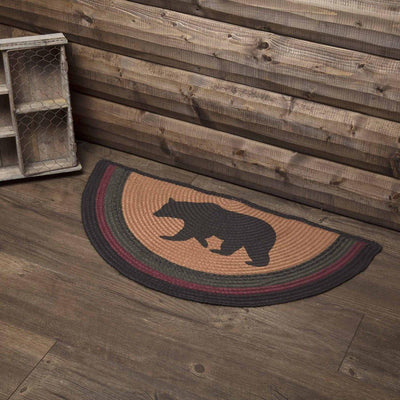 Wyatt Stenciled Bear Jute Braided Rug Half Circle 16.5