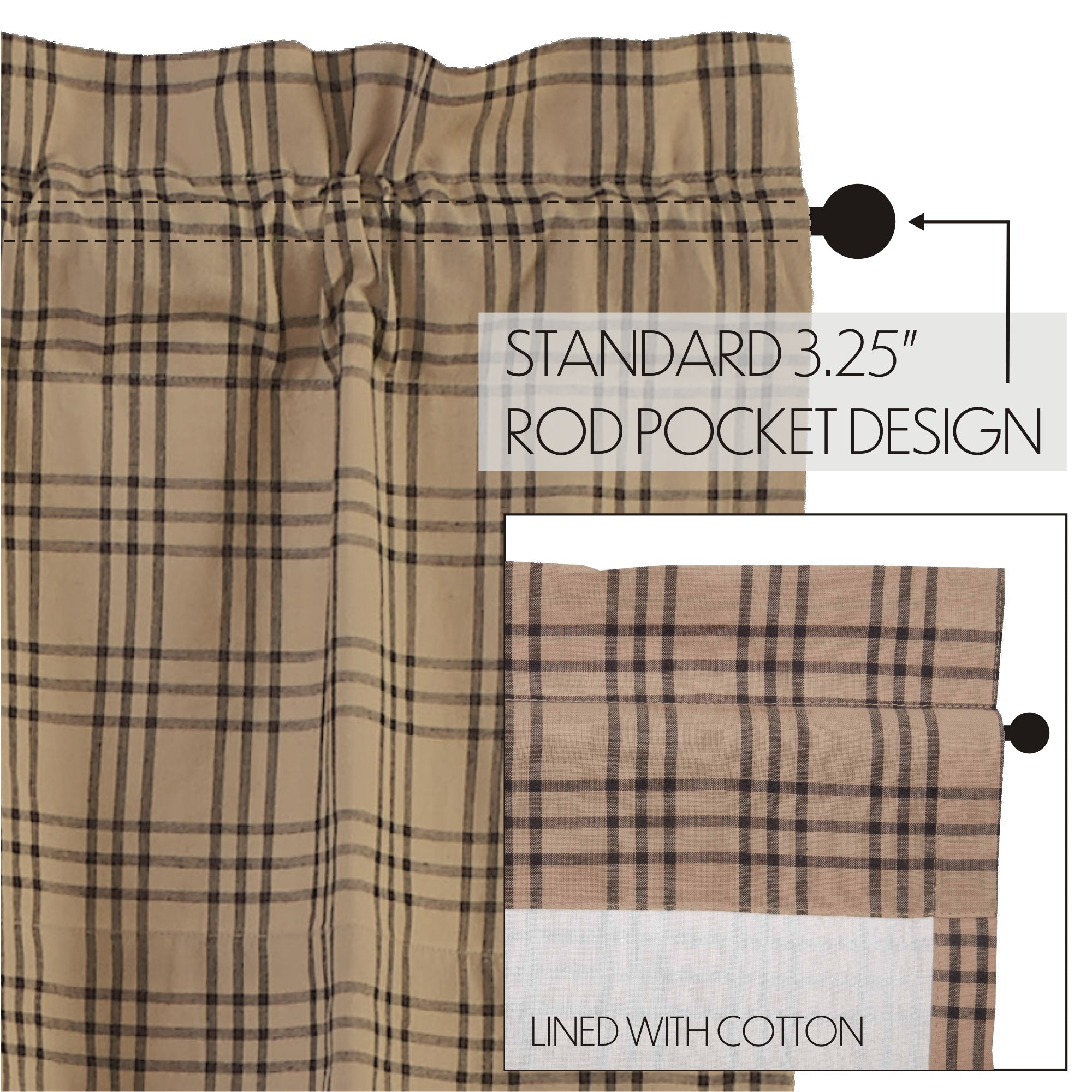 Sawyer Mill Charcoal Plaid Tier Curtain Set VHC Brands