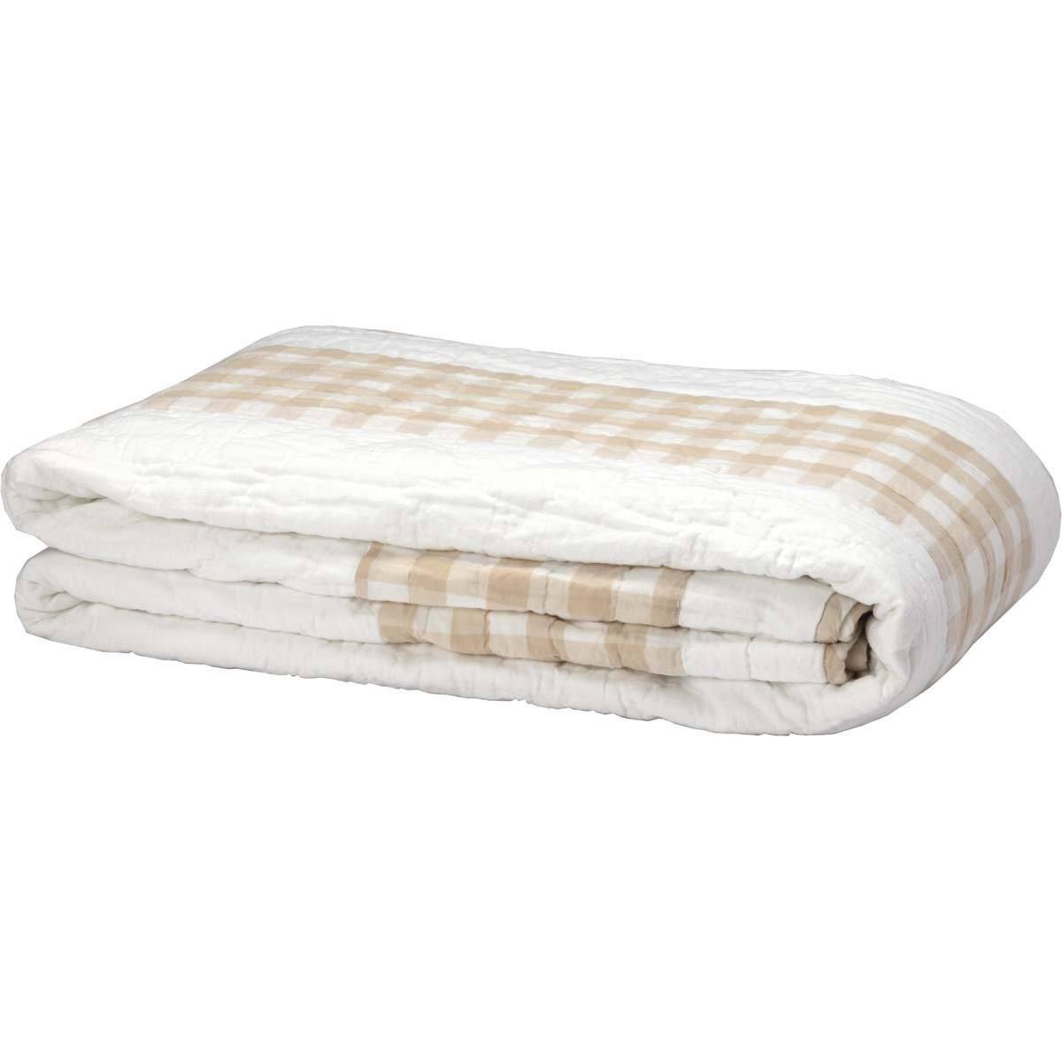 Annie Buffalo Tan Check King Quilt 105Wx95L VHC Brands folded