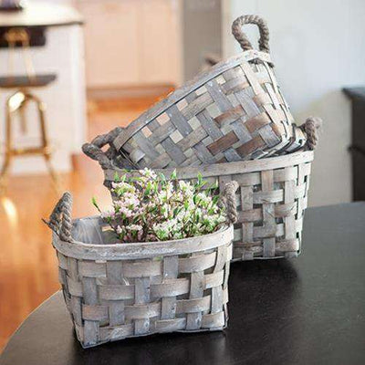 3/Set Gray Open Weave Baskets