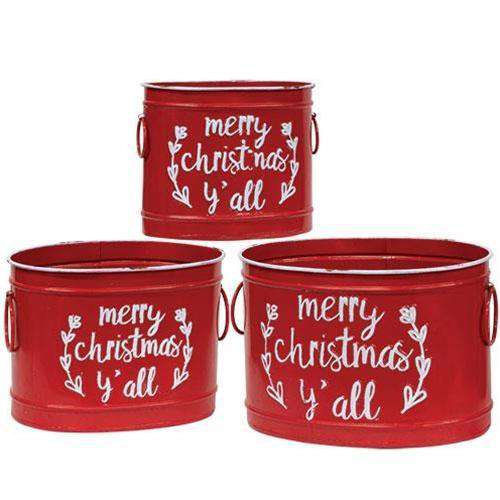 3/Set, Merry Christmas Y'all Buckets Buckets CWI Gifts 