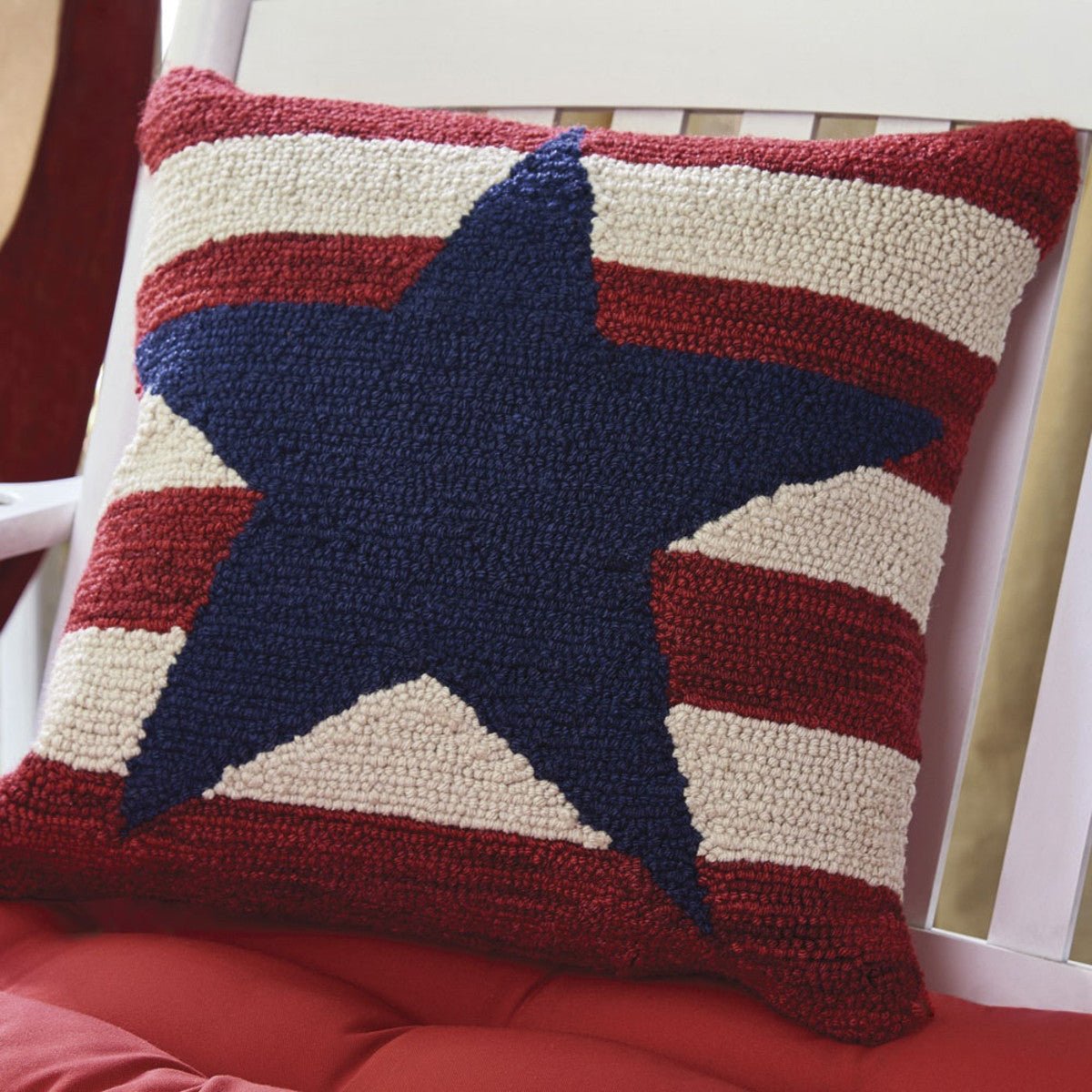 American Star Hooked Pillow Set Down Feather Fill 18"x18" - Park Designs