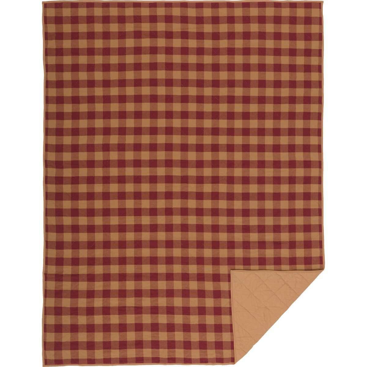 Burgundy Check Quilt Coverlet VHC Brands twin