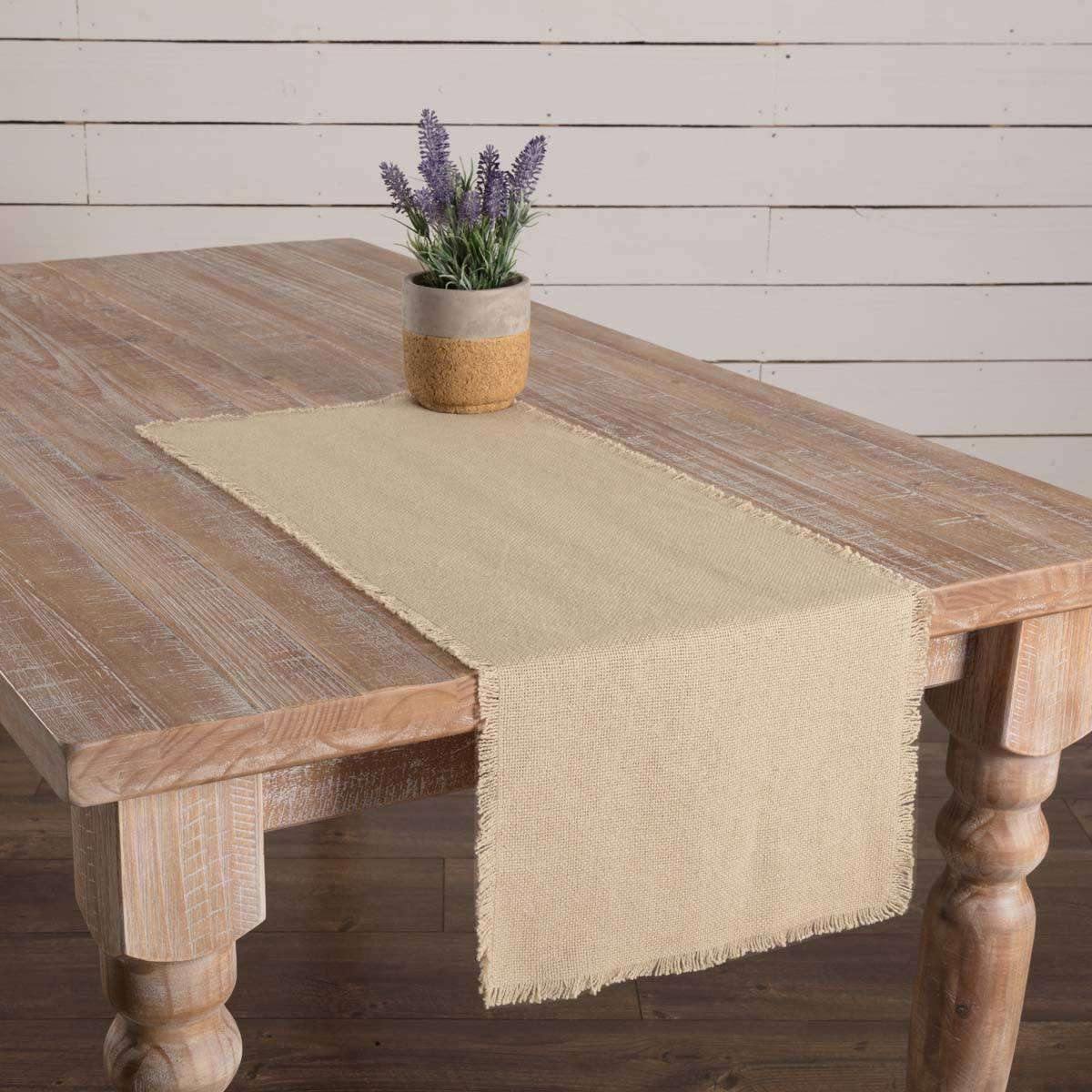 Burlap Vintage Runner Fringed 13x36 VHC Brands