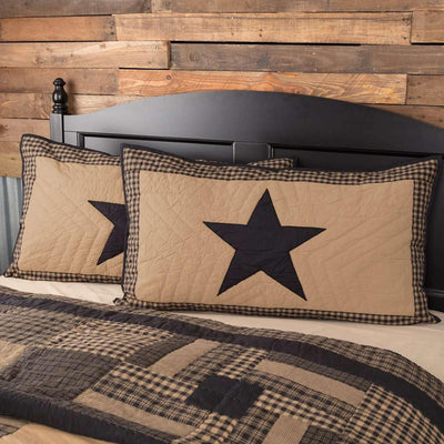 Black Check Star King Sham 21x37 VHC Brands