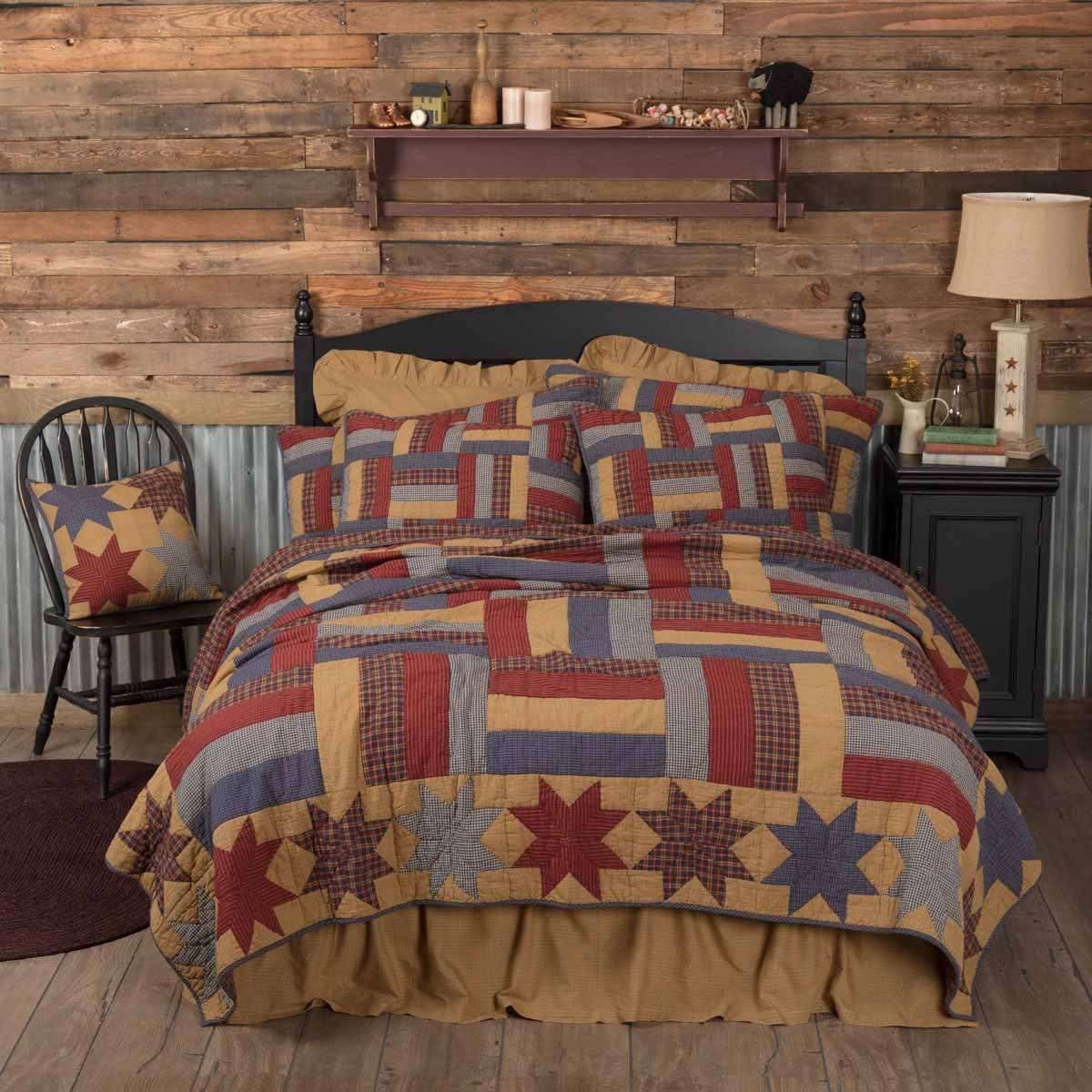 National Quilt Museum Kindred Stars and Bars Luxury King Quilt 120Wx105L VHC Brands online