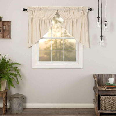 Simple Life Flax Natural Prairie Swag Curtain Set of 2 36x36x18 VHC Brands
