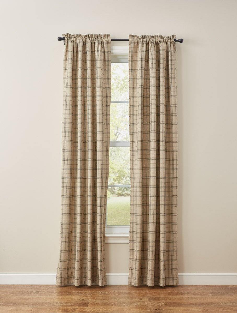 Fieldstone Plaid Lined Curtain Panel, 72W x 84L Black Park Designs Set of 2 - The Fox Decor