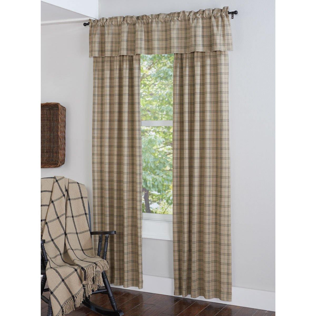 Fieldstone Plaid Lined Curtain Panel, 72W x 84L Black Park Designs Set of 2 - The Fox Decor