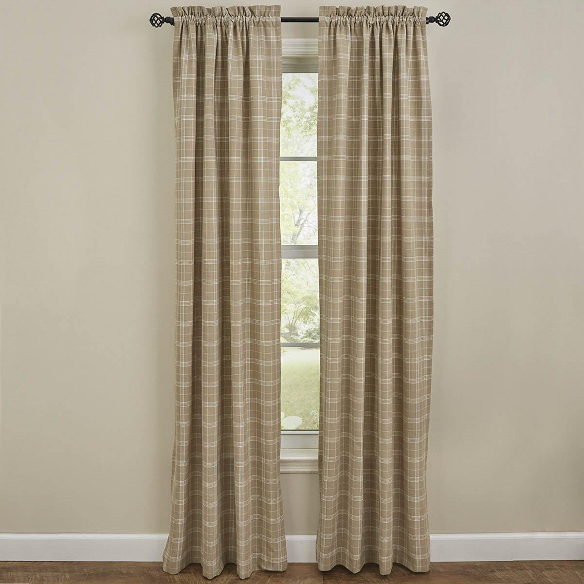 Fieldstone Plaid Lined Curtain Panels 72" x 84" Cream Park Designs Set of 2 - The Fox Decor