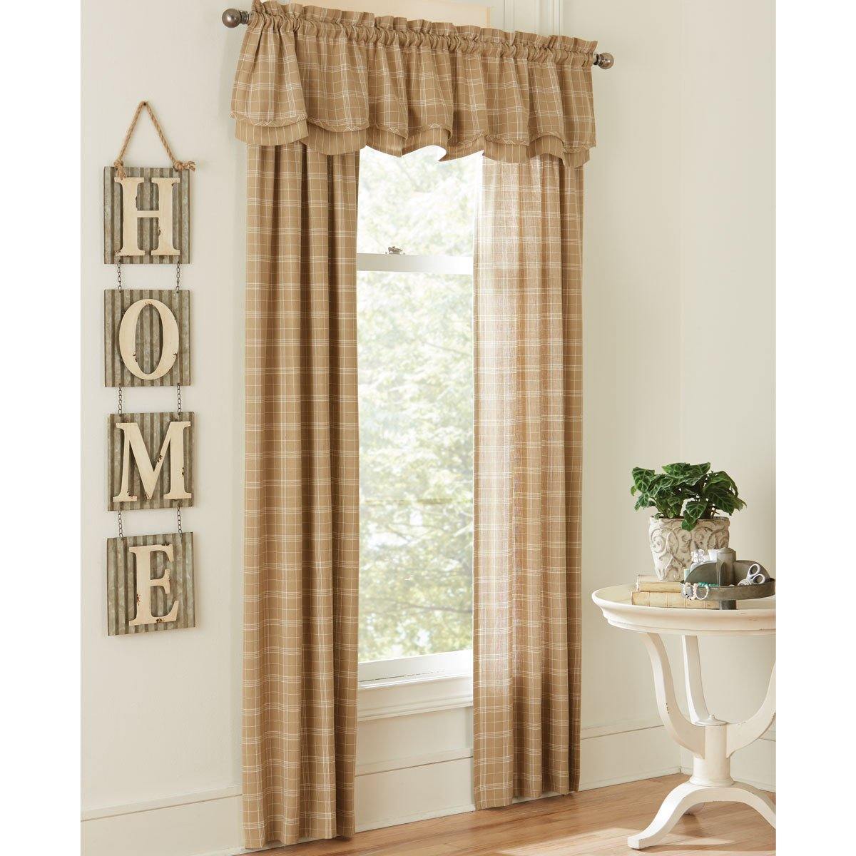 Fieldstone Plaid Lined Curtain Panels 72" x 84" Cream Park Designs Set of 2 - The Fox Decor