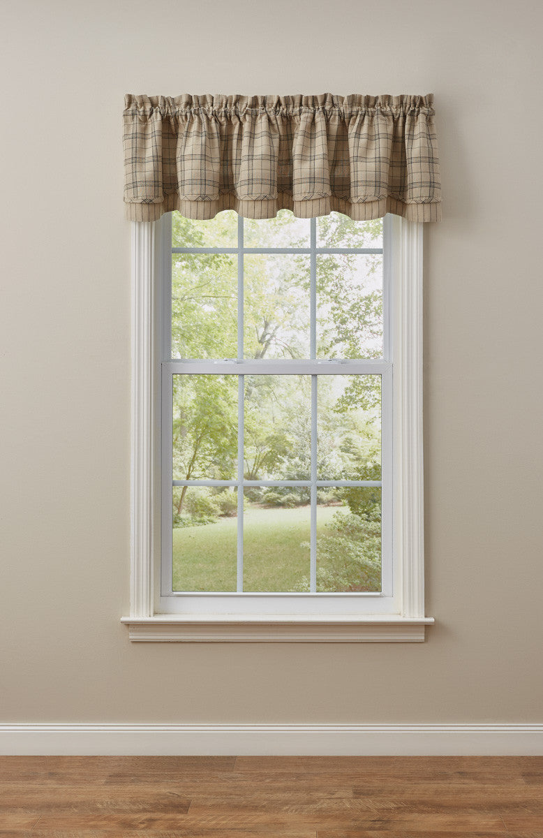 Fieldstone Plaid Valance Set of 2 - Lined Layered Black Park Designs