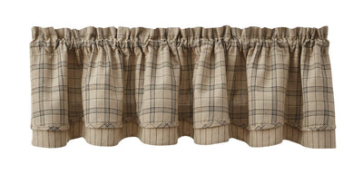 Fieldstone Plaid Valance Set of 2 - Lined Layered Black Park Designs