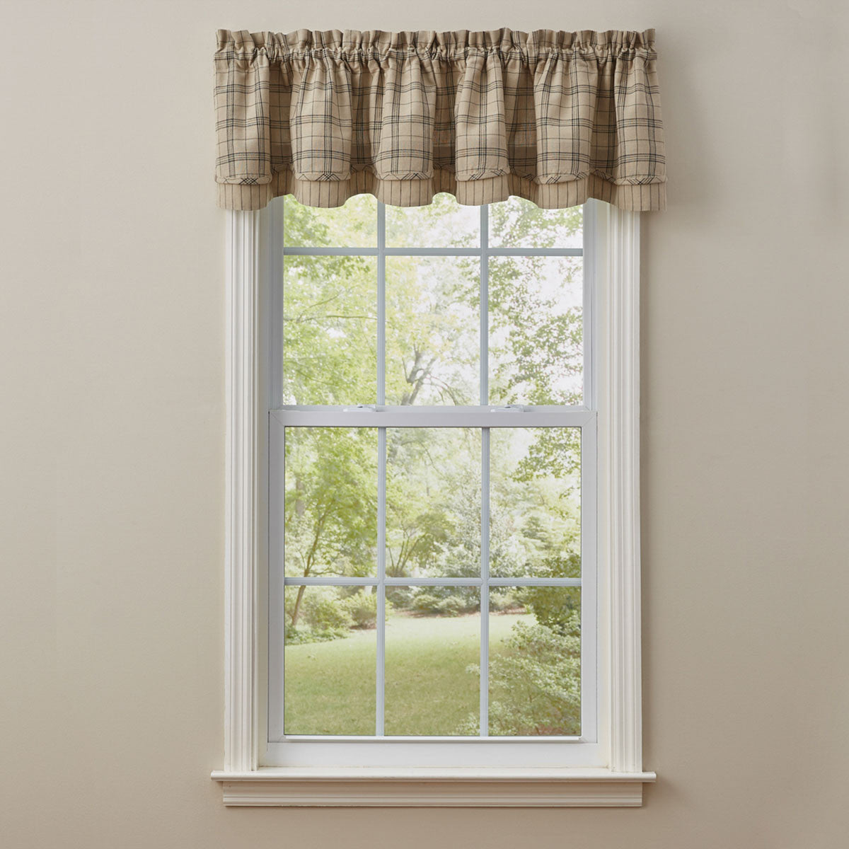 Fieldstone Plaid Valance Set of 2 - Lined Layered Black Park Designs