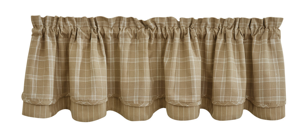 Fieldstone Plaid Valance - Cream Lined Layered Park Designs