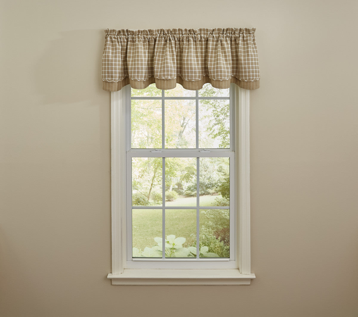 Stoneboro Check Valance - Cream Lined Layered Park Designs