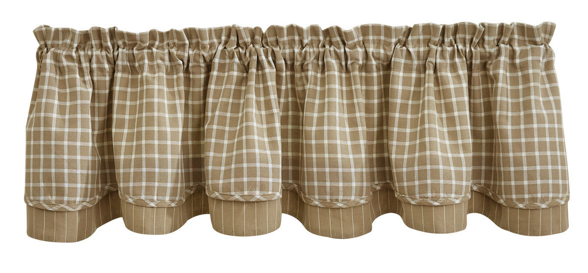 Stoneboro Check Valance - Cream Lined Layered Park Designs