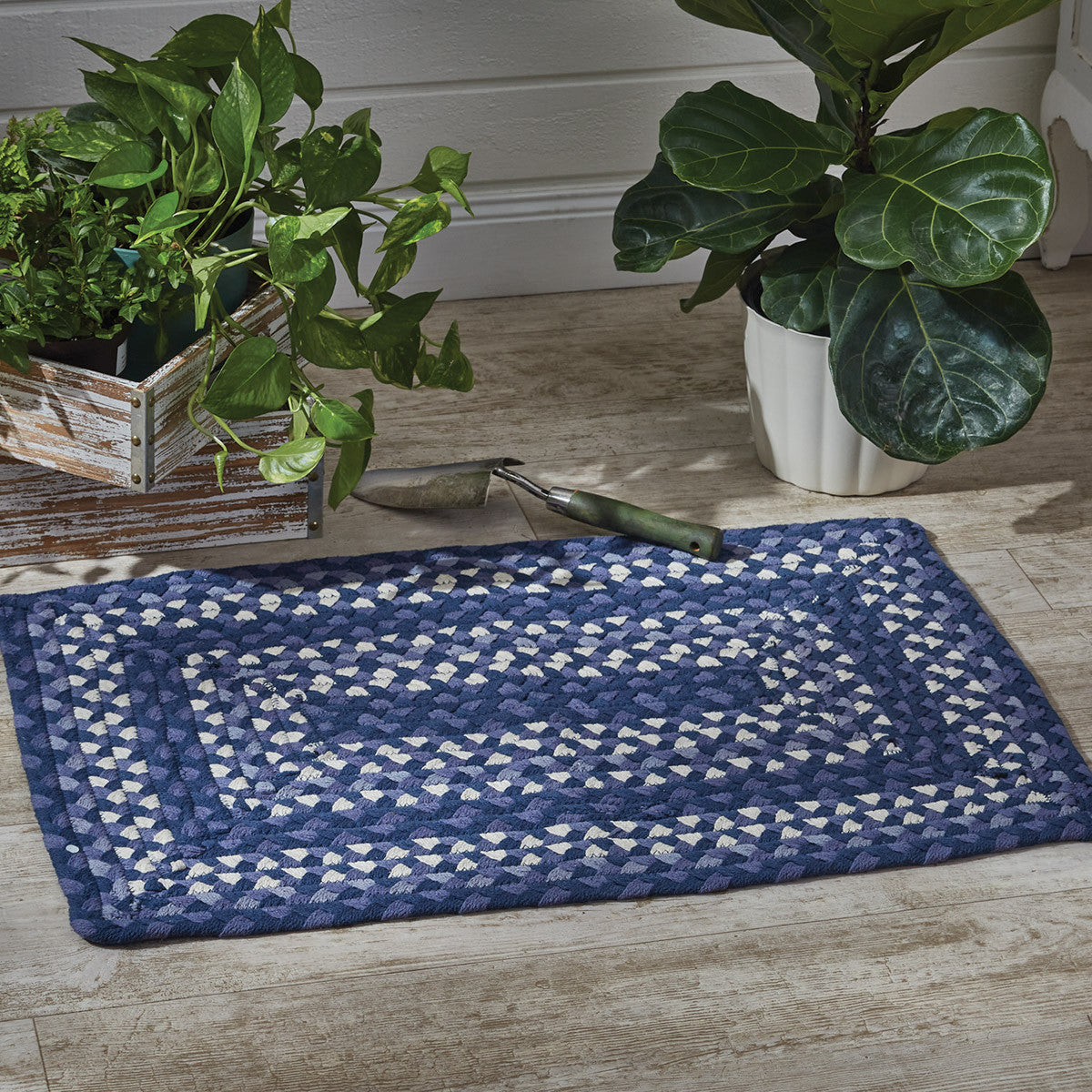 Bluestone Braided Rectangular Cotton Rug 20" X 30" Park Designs