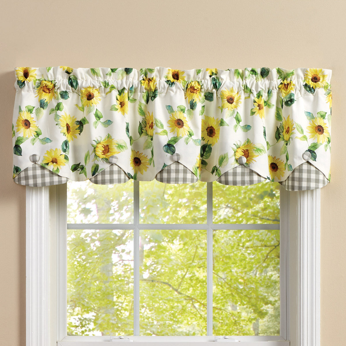 Follow The Sun Lined Scalloped Valance - 15" L Black Park Designs