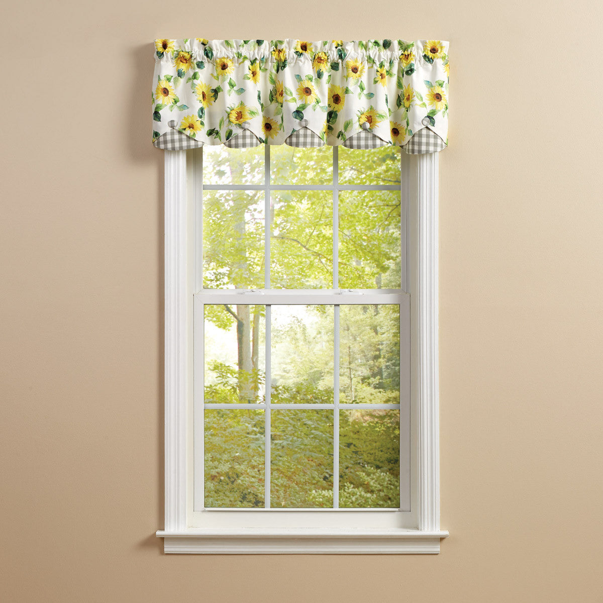 Follow The Sun Lined Scalloped Valance - 15" L Black Park Designs