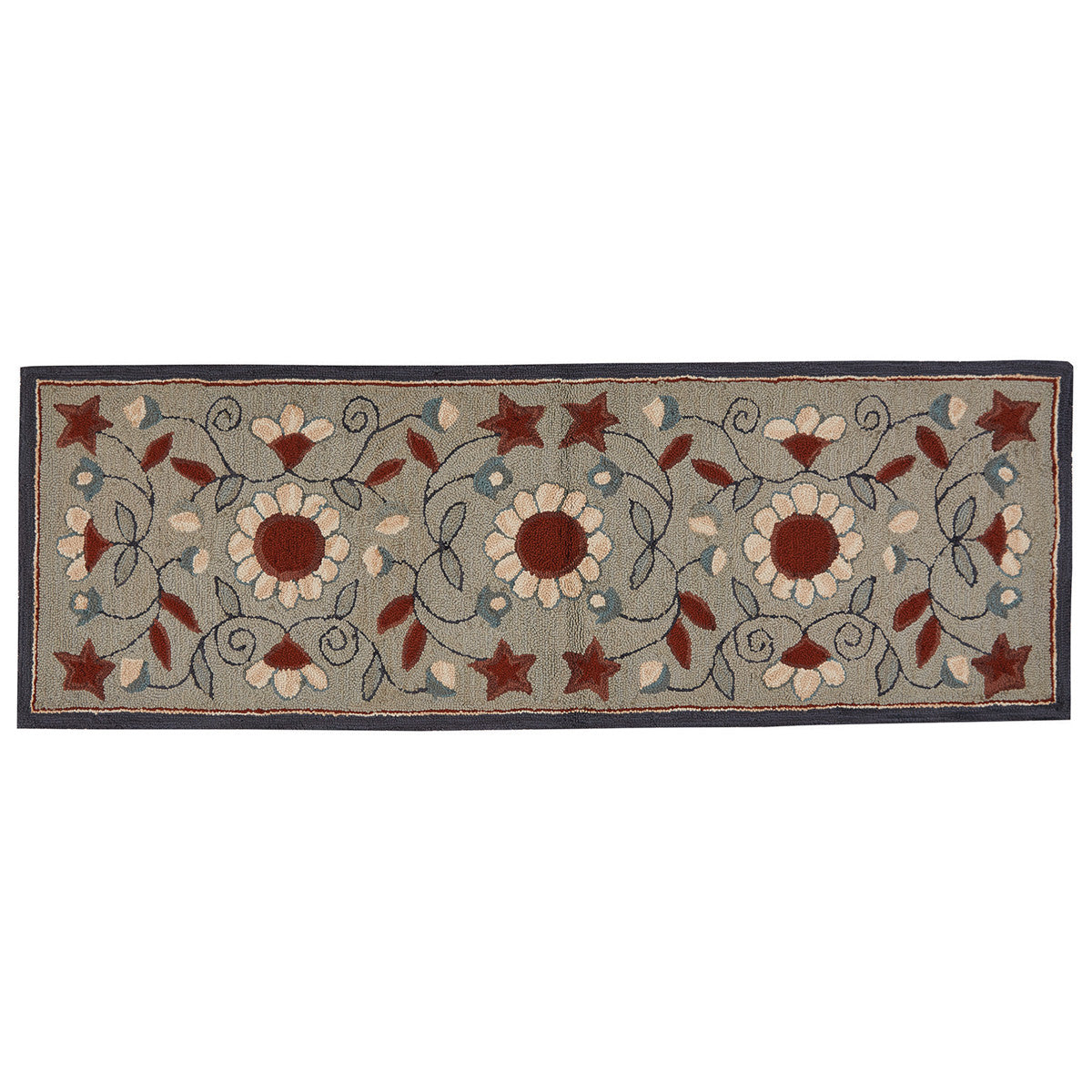 Gray Floral Hooked Rugs - Park Designs