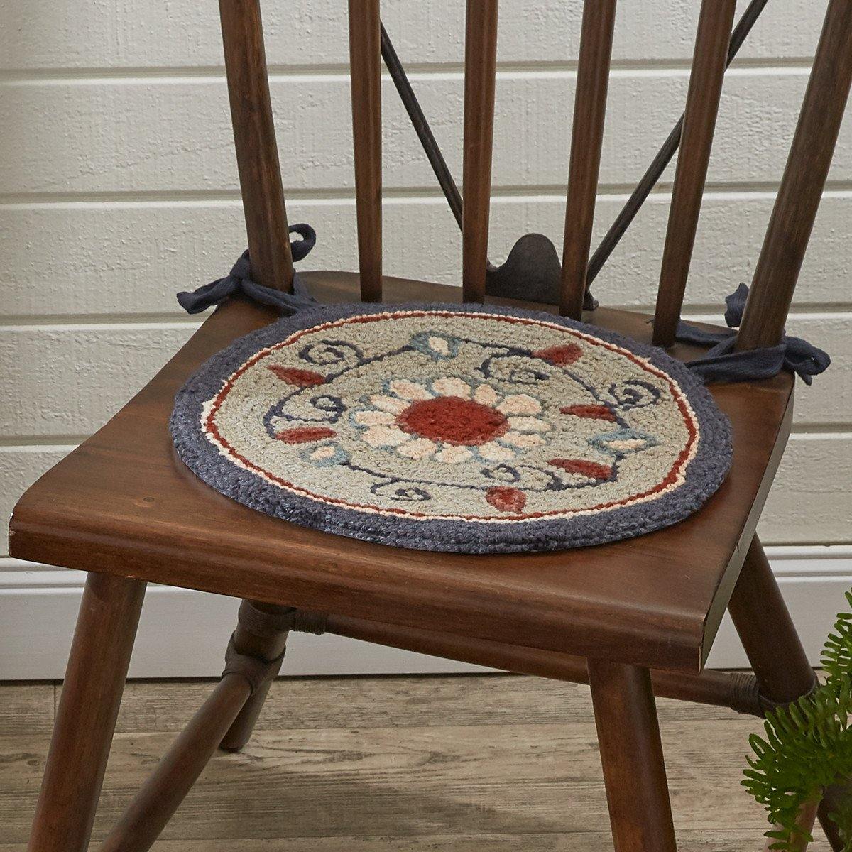 Gray Floral Hooked Chair pad Park Designs - The Fox Decor