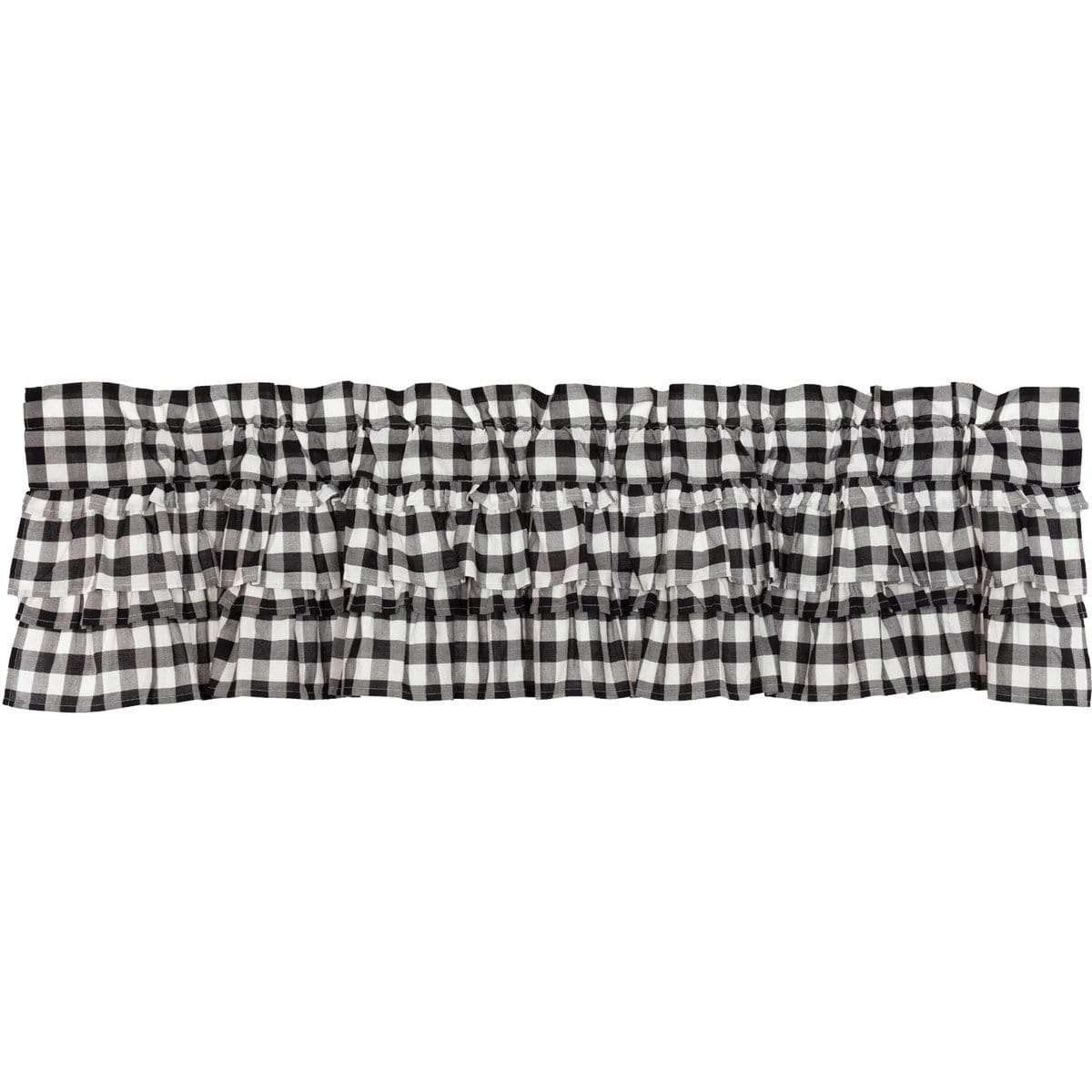 Annie Buffalo Black Check Ruffled Valance Curtain 16x72 VHC Brands - The Fox Decor