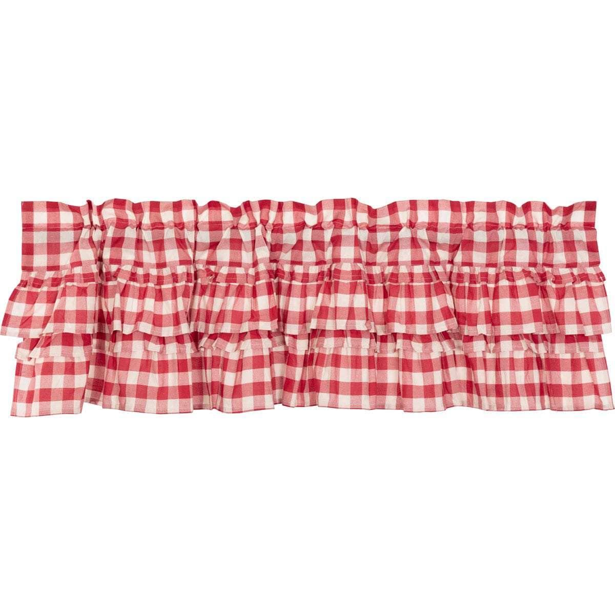 Annie Buffalo Red Check Ruffled Valance Curtain 16x60 VHC Brands - The Fox Decor