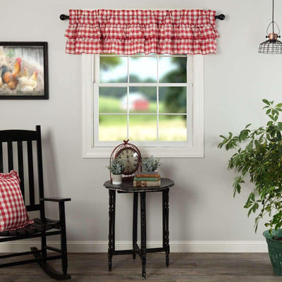 Annie Buffalo Red Check Ruffled Valance Curtain 16x72 VHC Brands