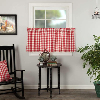 Annie Buffalo Red Check Tier Curtain Set of 2 L24xW36