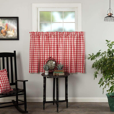 Annie Buffalo Red Check Tier Curtain Set of 2 L36xW36