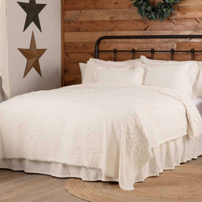 Burlap Antique White Star King/Queen/Twin Coverlet