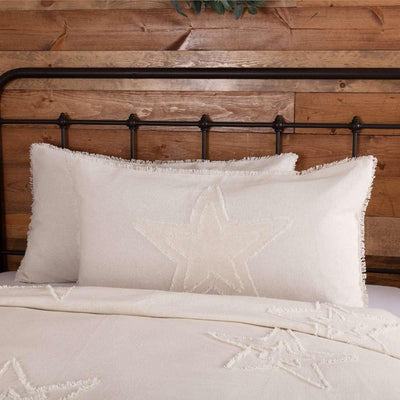 Burlap Antique White Star King Sham 21x37 VHC Brands