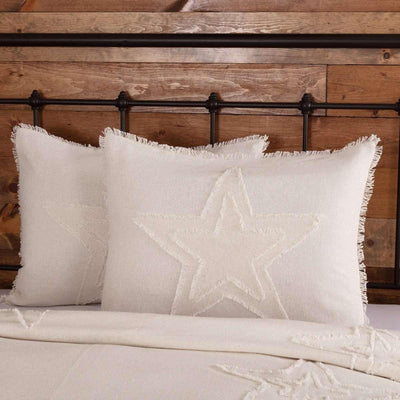 Burlap Antique White Star Standard Sham 21x27 VHC Brands