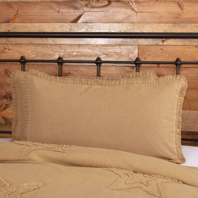 Burlap Natural King Sham w/ Fringed Ruffle 21x37 VHC Brands