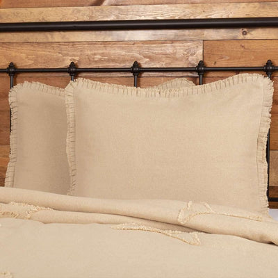 Burlap Vintage Standard Sham w/ Fringed Ruffle 21x27 VHC Brands